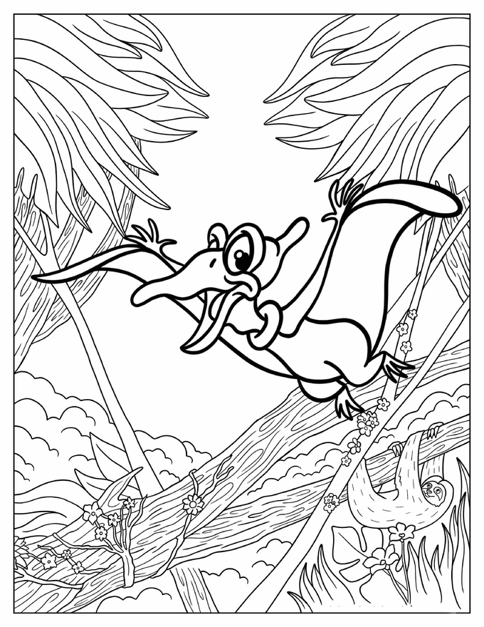 Petrie Flying In The Jungle Coloring Page