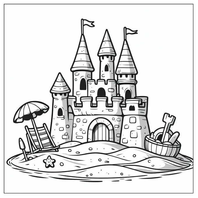 Sand Castle Coloring Page