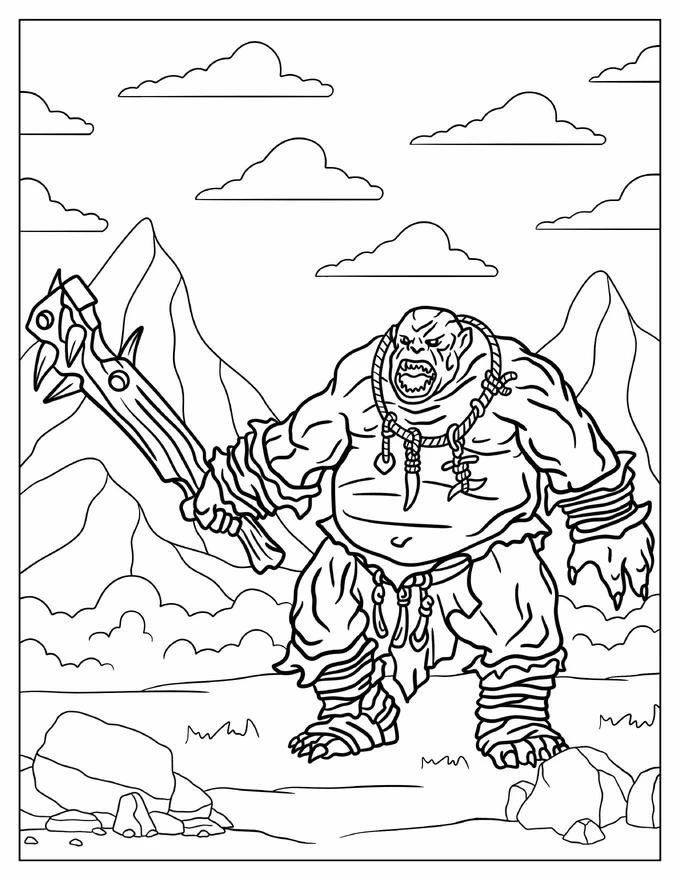 Dungeons And Dragons Hill Ogre Coloring Page