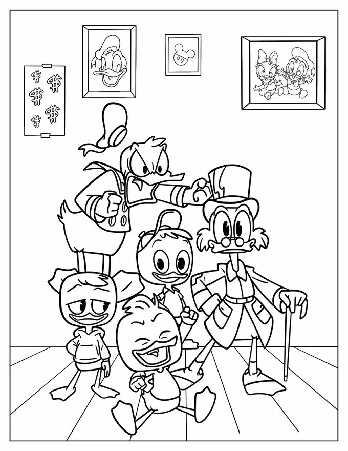 Angry Donald Duck With Dewey, Louie, Huey, And Scrooge McDuck