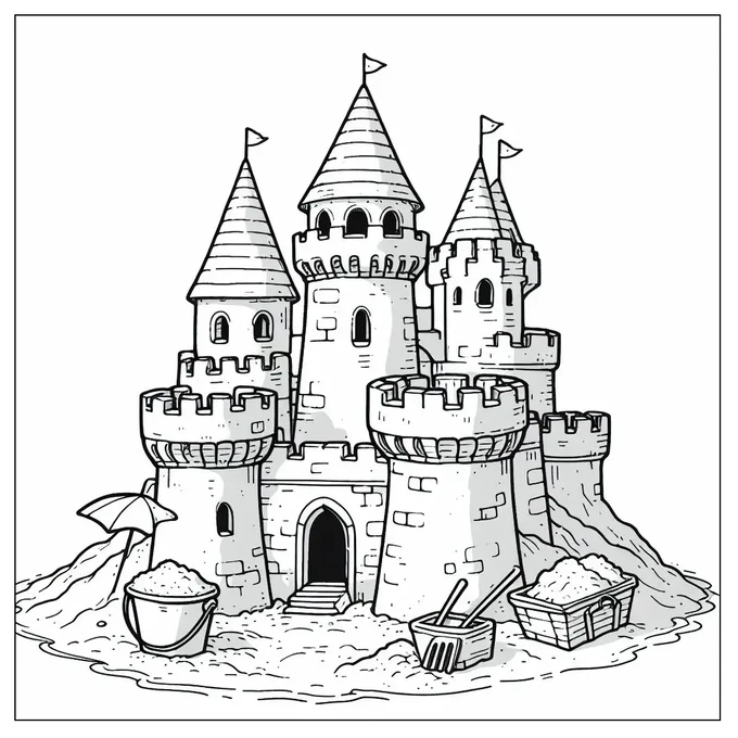 Sand Castle Coloring Page