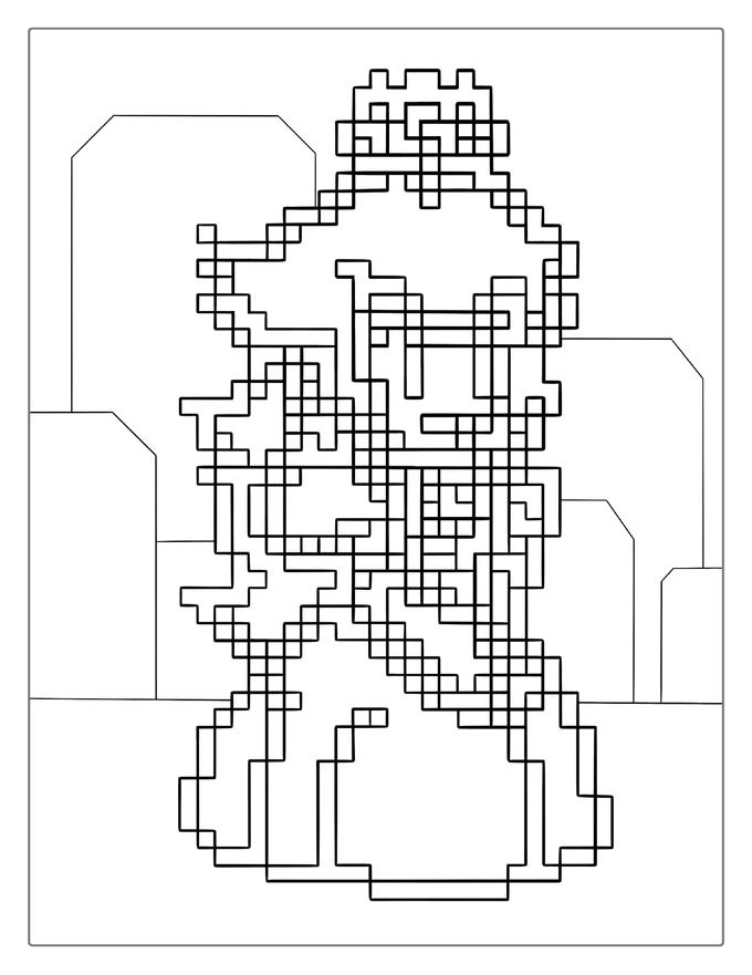 Pixel Retro Princess Peach Coloring Page