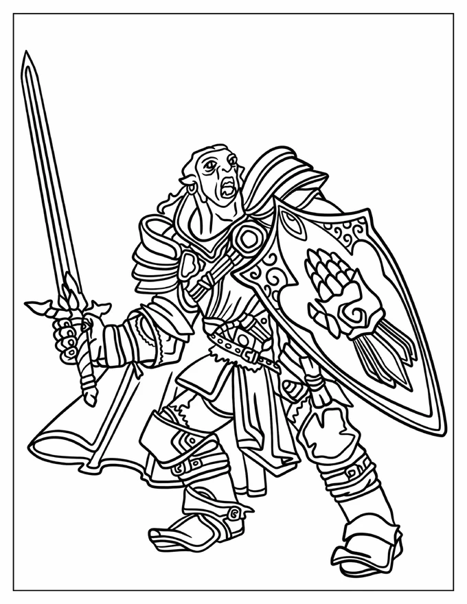 Dungeons And Dragons Half Orc With Sword And Shield