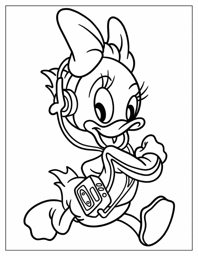 Webby Vanderquack With Headphones And Radio DuckTales Coloring Page For Kids