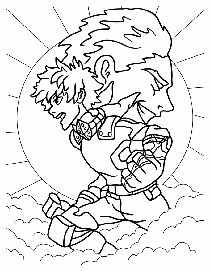 Simple Deku One For All Coloring Sheet