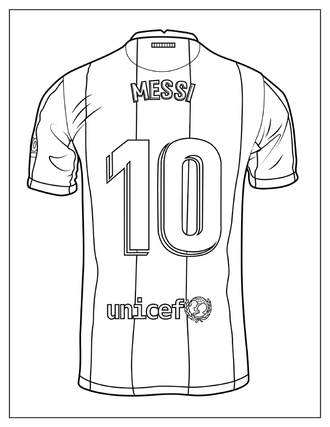 Back Of Lionel Messi’s Jersey To Color