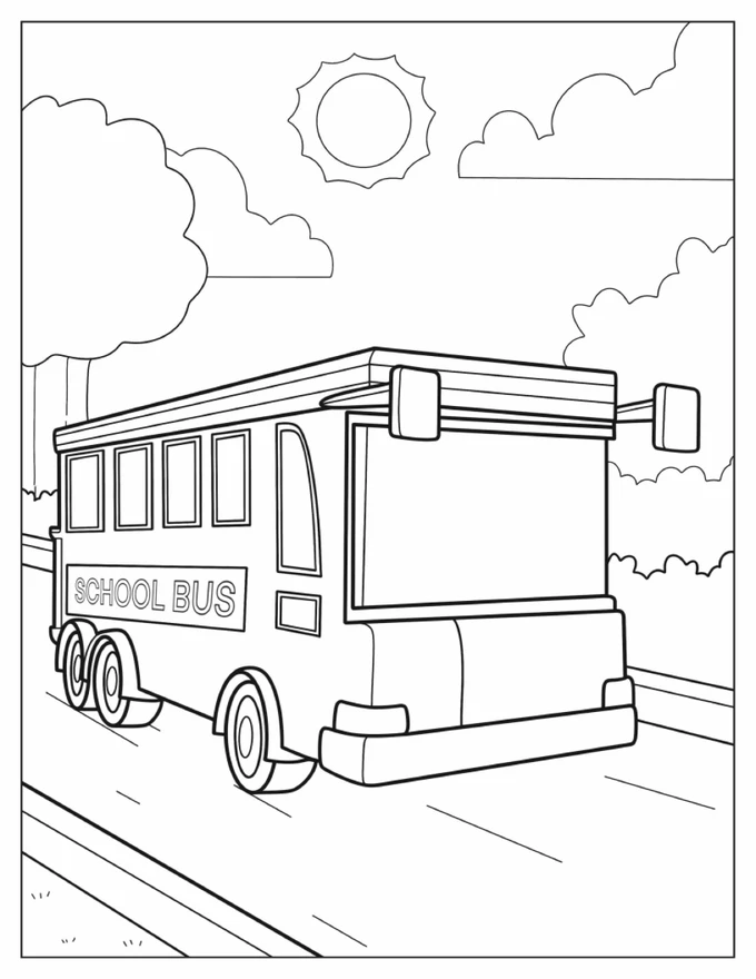 Modern School Bus Coloring Page