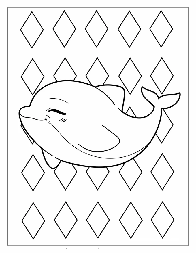 Cute Kawaii Dolphin To Color