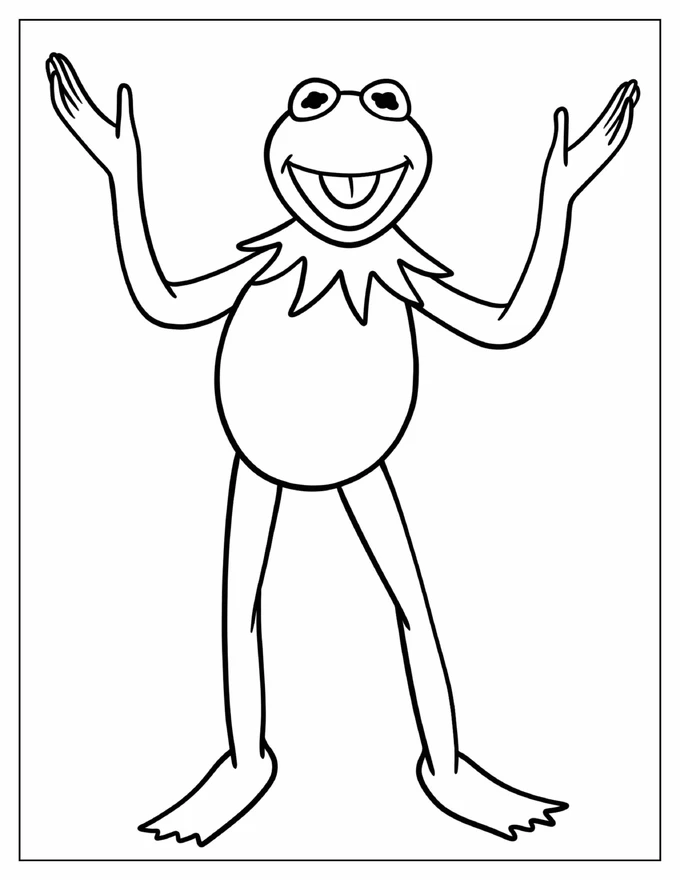 Simple Kermit The Frog Outline Coloring Page For Kids