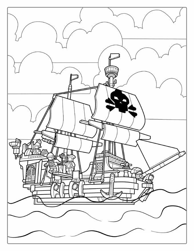 Coloring Sheet Of a Lego Pirate Ship