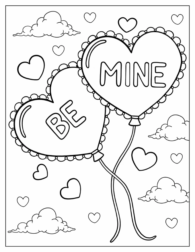 Be Mine Heart Balloons In The Sky