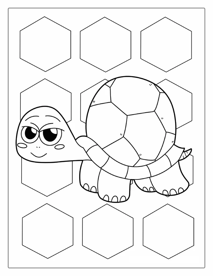 Cartoon Turtle With Big Round Shell