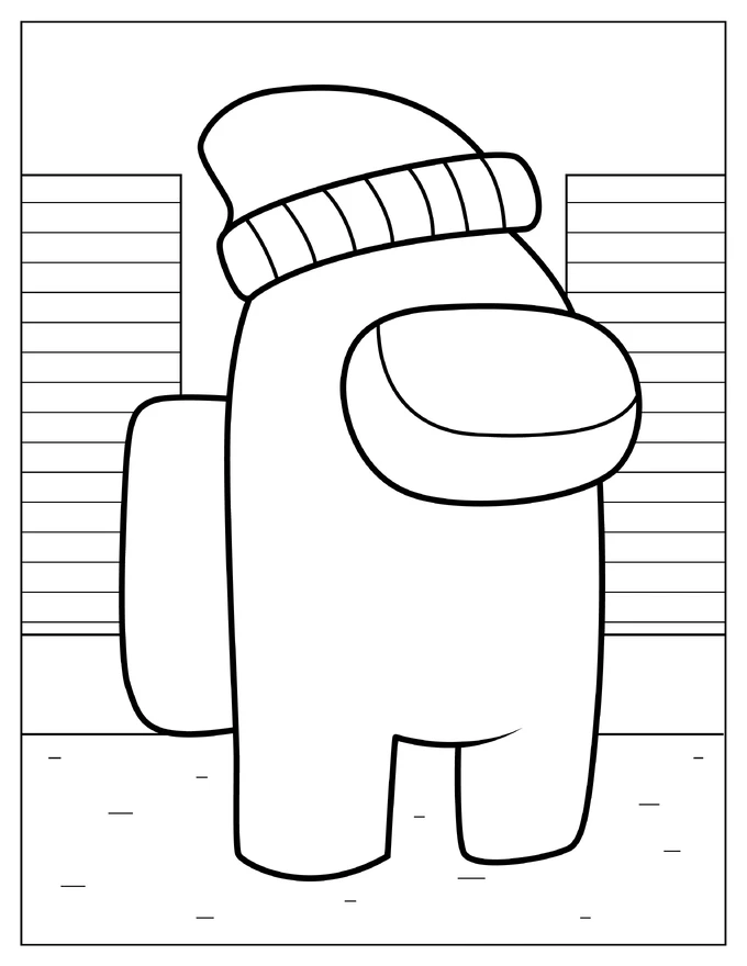 Among Us Crewmate With Beanie Coloring Sheet