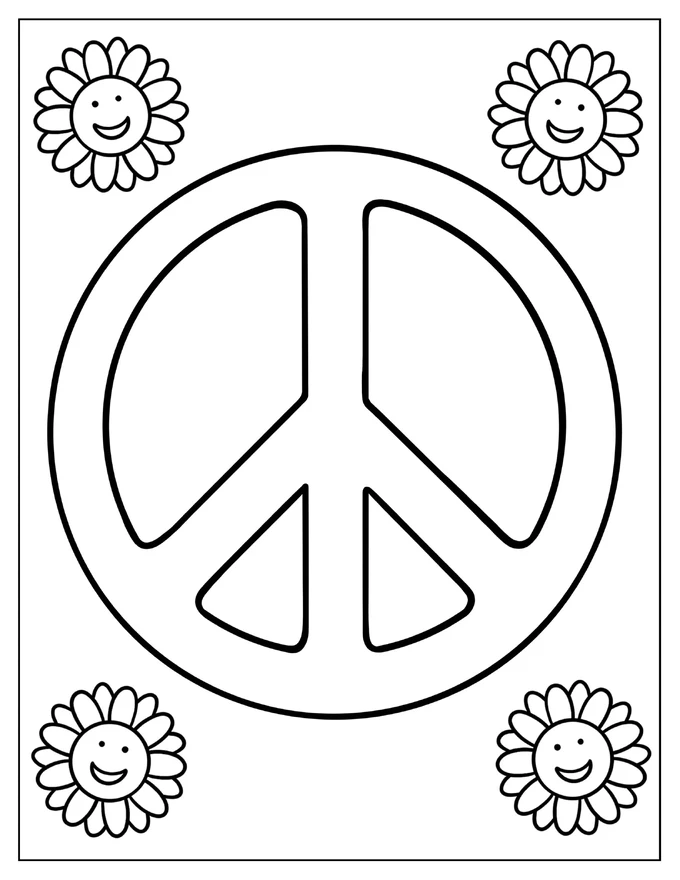 Easy Peace Sign To Color For Kids