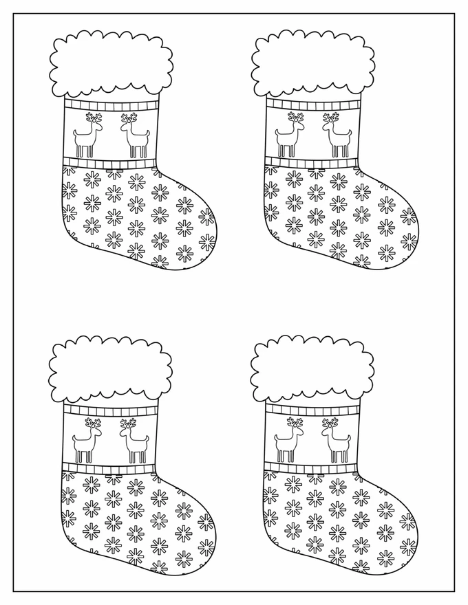 Medium Reindeer Christmas Stockings Template