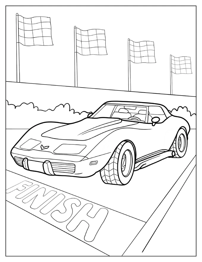 Corvette American Muscle Car To Color