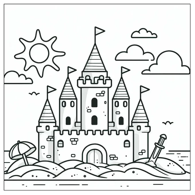 Sand Castle Coloring Page