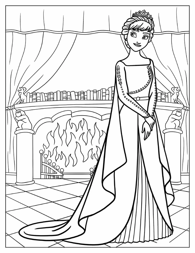 Queen Anna In Front Of Fireplace