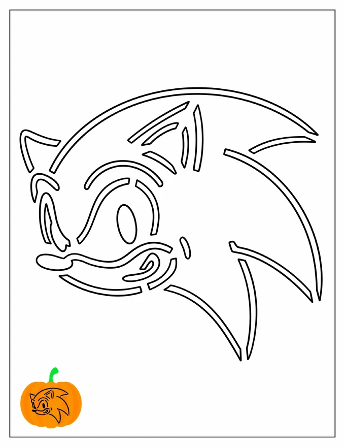 Detailed Sonic Pumpkin Stencil