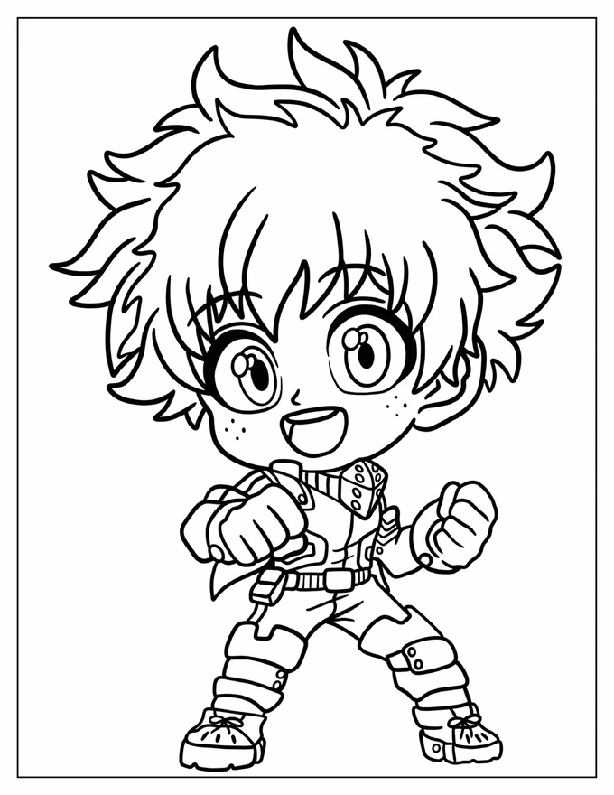 Kawaii Deku Coloring Sheet For Kids