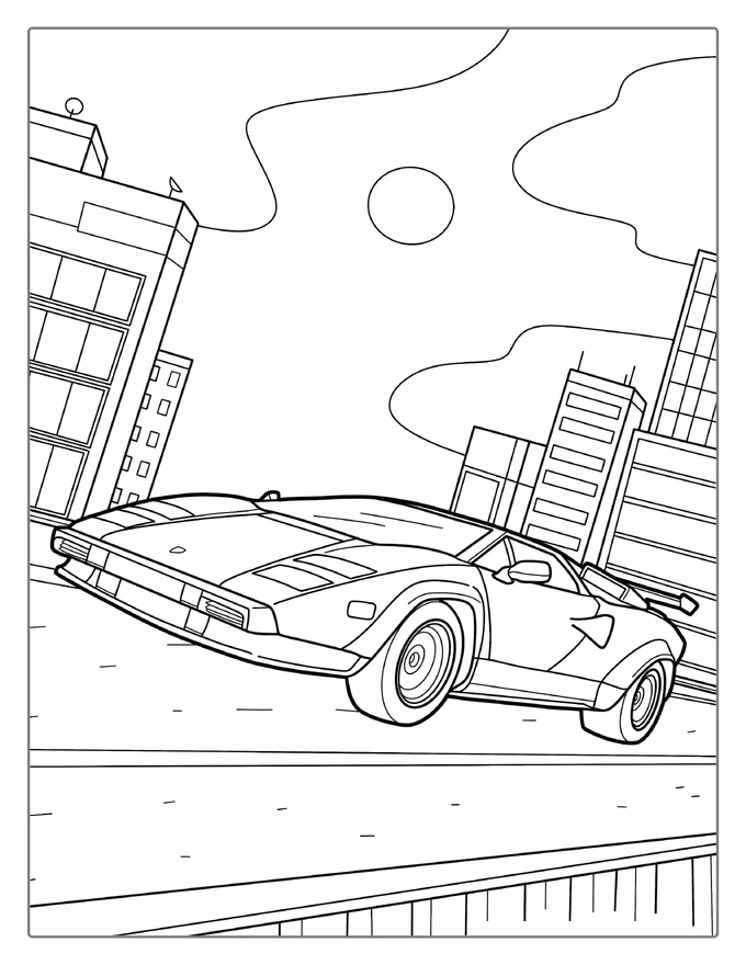 Retro Lamborghini Countach Coloring Page For Kids