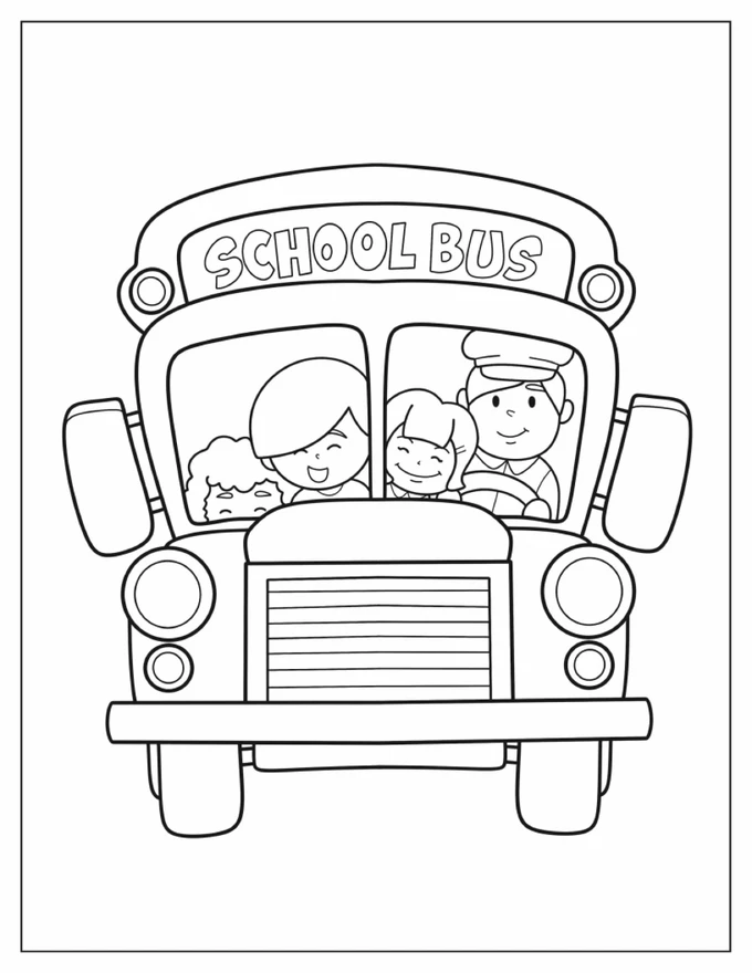 Easy School Bus Coloring Page For Kids