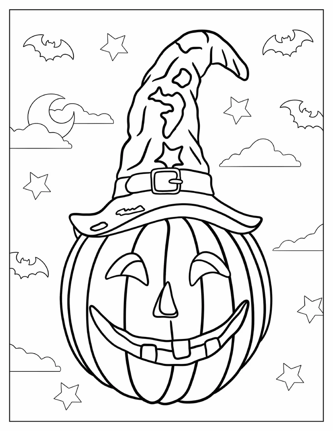 Jack O Lantern Wearing Witches Hat