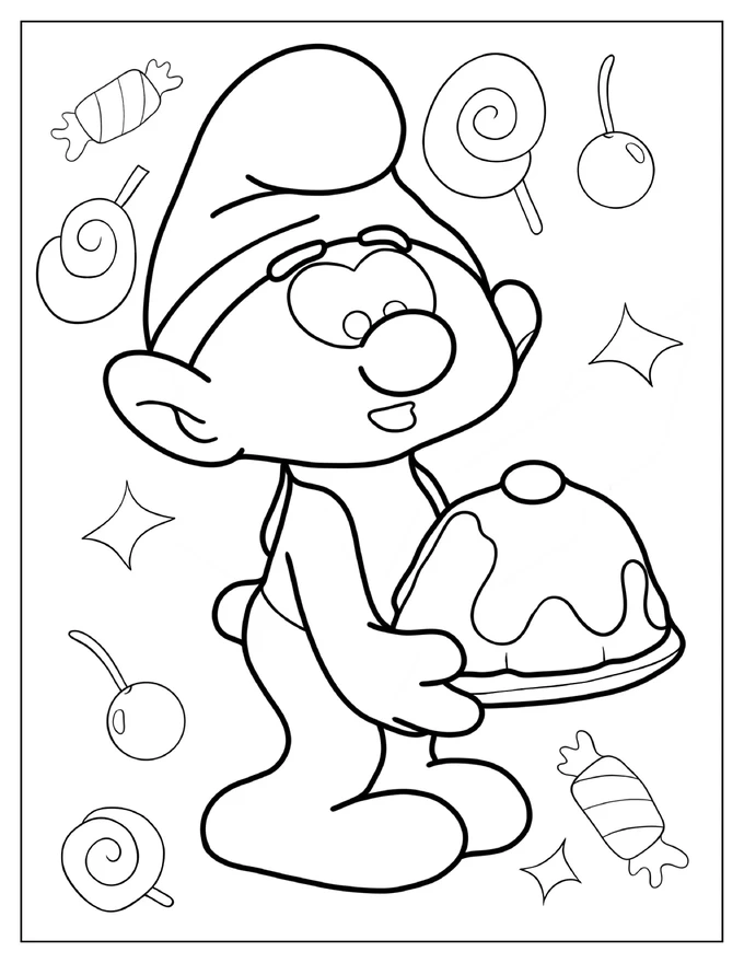 Schleich Greedy Smurf Coloring Page