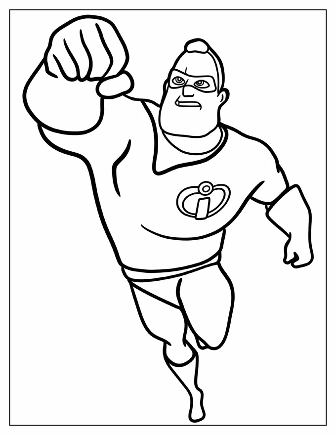 Mr. Incredibles Outline Coloring Sheet For Preschoolers