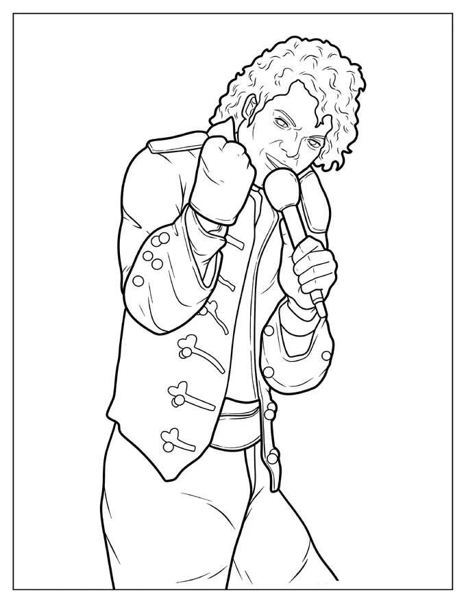 Easy Outline Of Michael Jackson Singing On Microphone