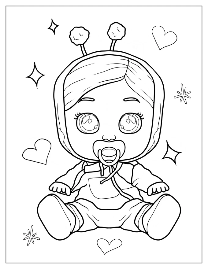 Lady Wearing Pacifier Coloring Sheet