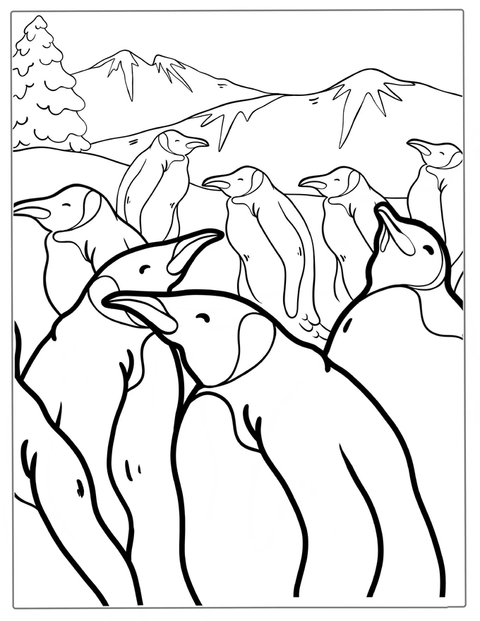 Colony Of Emperor Penguin Coloring