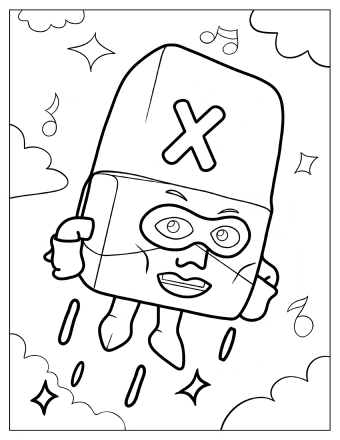 Alphablock X Flying In The Sky Coloring Page