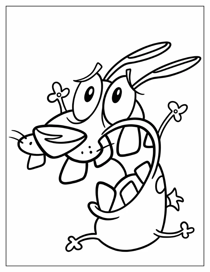 Courage The Cowardly Dog Screaming Coloring Page For Preschoolers