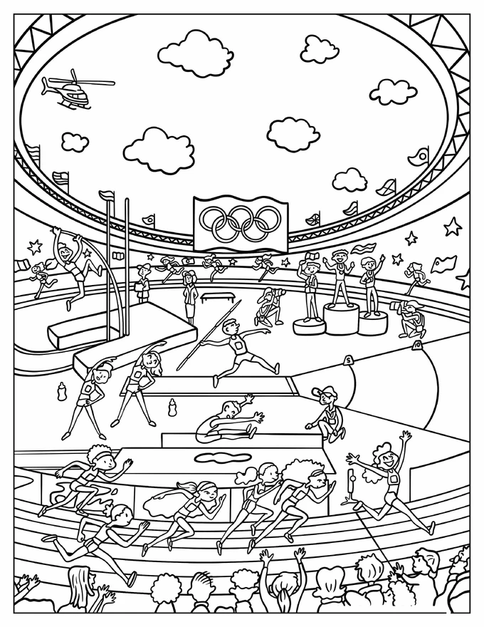 Busy Olympic Stadium Coloring Page