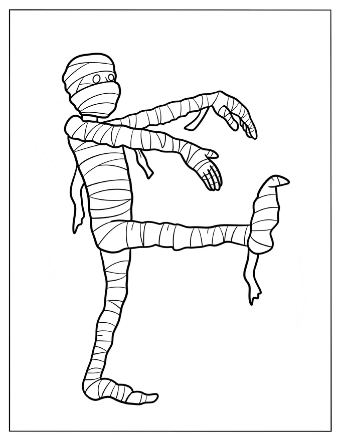 Mummy Walking Coloring Page For Kids