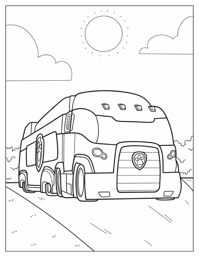 Paw Patrol Bus Coloring Page