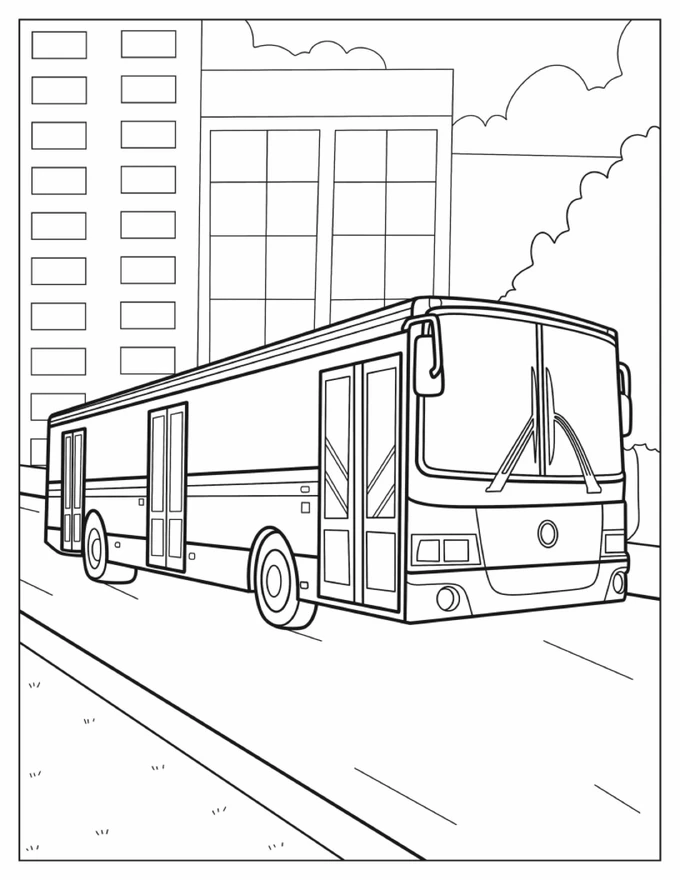 Public Transit Bus Coloring Page