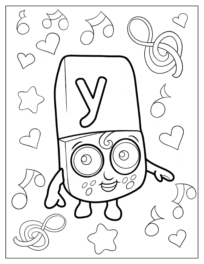 Kawaii Alphablock Y Coloring Page For Kids