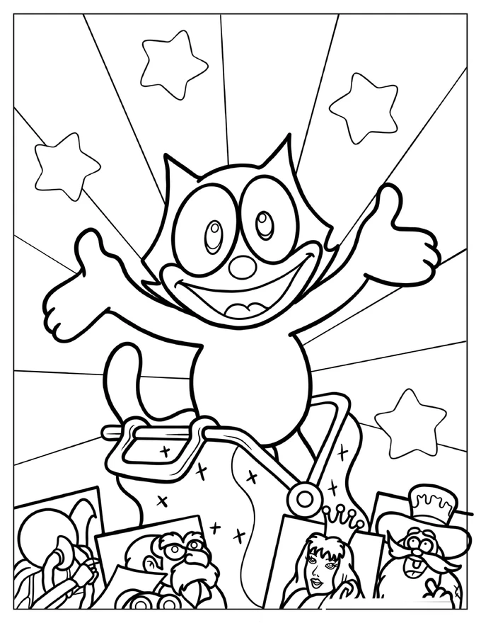 Easy Outline Of Felix The Cat Coloring Sheet