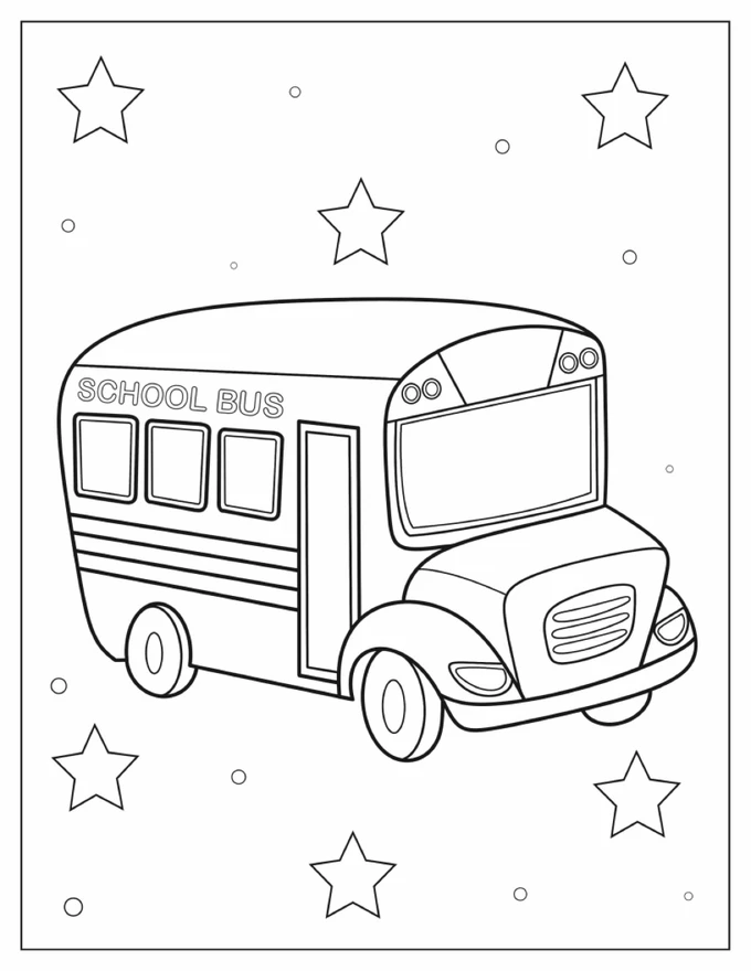 Cute Mini School Bus Coloring Sheet