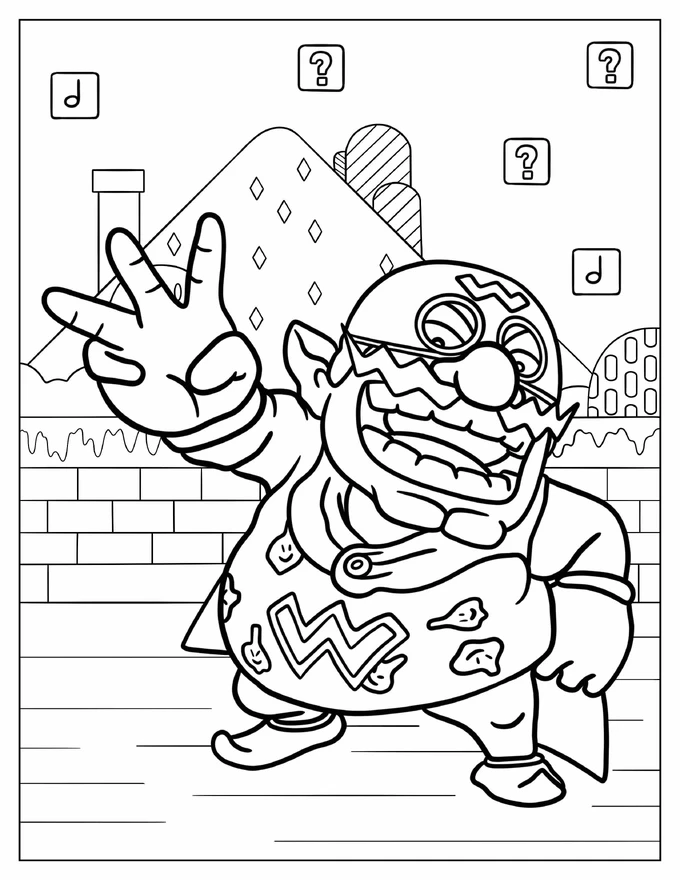 Detailed Wario Man Coloring Page