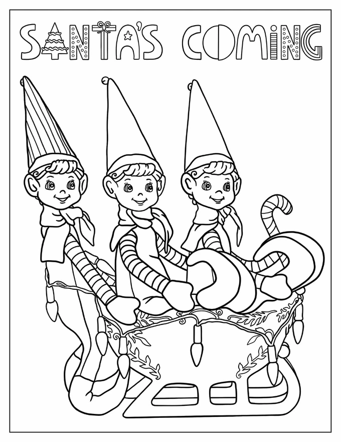 Three Elves Riding a Sleigh