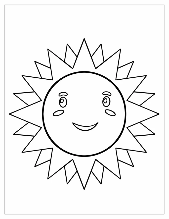 Easy Sun To Color For Preschoolers