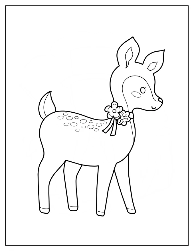 Spring Deer Outline Coloring Sheet For Preschoolers