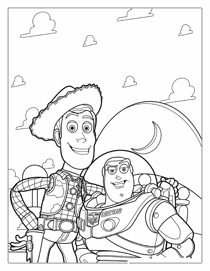 Coloring Page Of Buzz And Wody