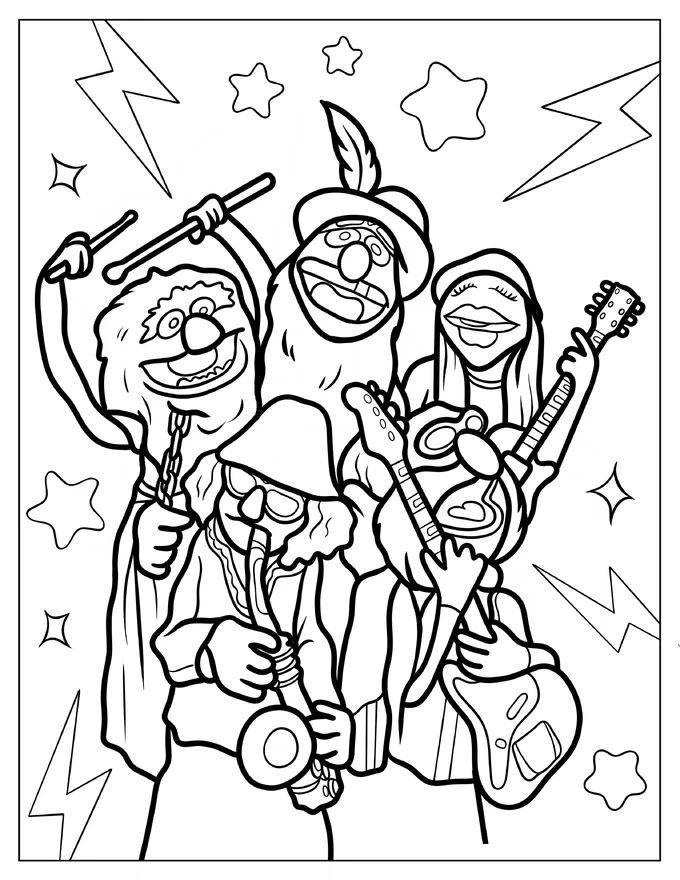 Muppets Playing Musical Instruments Coloring Page