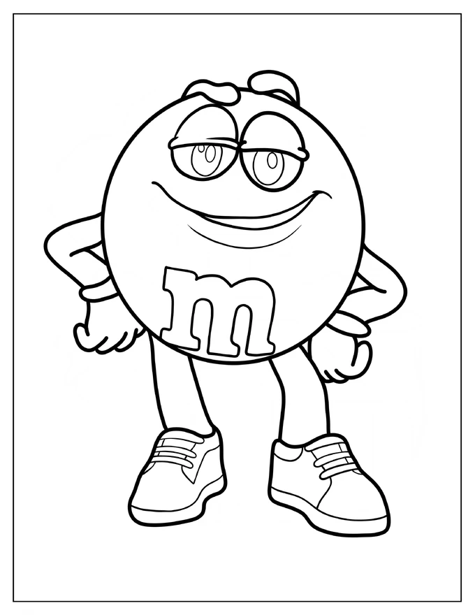 Easy Red M&M’s Coloring Page For Kids