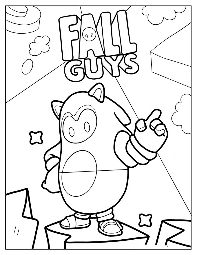 Fall Guys Sonic Skin Coloring Page For Kids