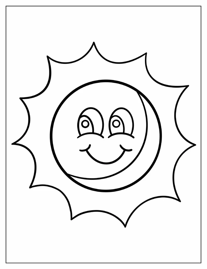 Easy Outline Of a Smiling Sun To Color